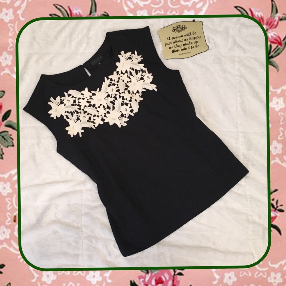 Worthington Blouse with  Flower Appliqué
